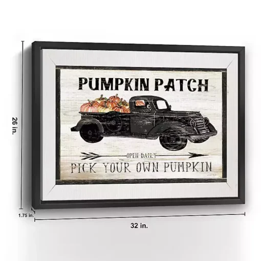 Pumpkin Patch Black Truck Giclee Canvas Art Print