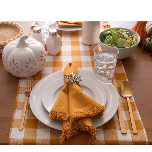 Pumpkin Spice Checkered Table Runner