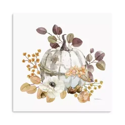 Pumpkin with Florals Canvas Art Print