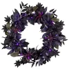 Purple Pre-Lit Black Leaves Wreath