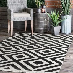 Rain Diamond Fringe Indoor/Outdoor Area Rug, 5x8