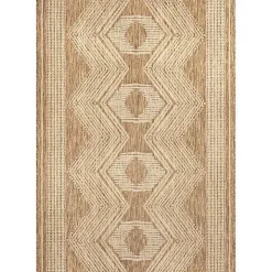 Raina Brown Tribal Zig Zag Outdoor Rug, 5x8