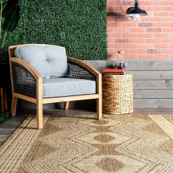 Raina Brown Tribal Zig Zag Outdoor Rug, 5x8