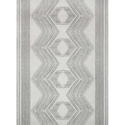 Raina Gray Tribal Zig Zag Outdoor Rug, 5x8