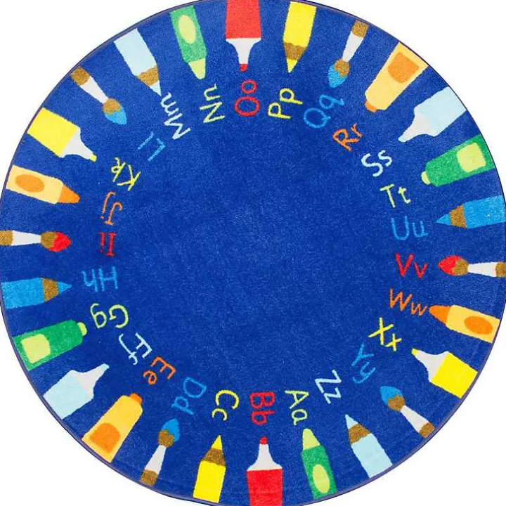 Rainbow Alphabet Round Rug, 5 ft.