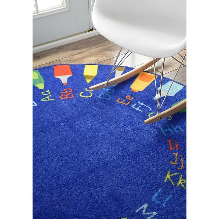 Rainbow Alphabet Round Rug, 5 ft.