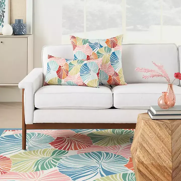 Rainbow Leaves Outdoor Square Throw Pillow