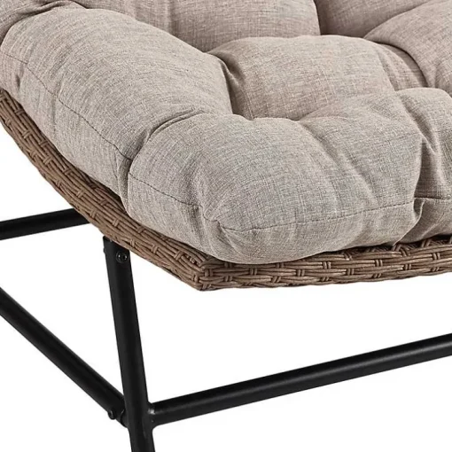 Rattan Scoop Chairs with Cushions, Set of 2