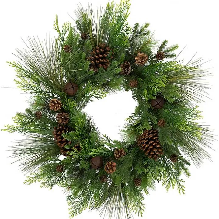 Real Touch Pine and Cedar Jingle Bell Wreath