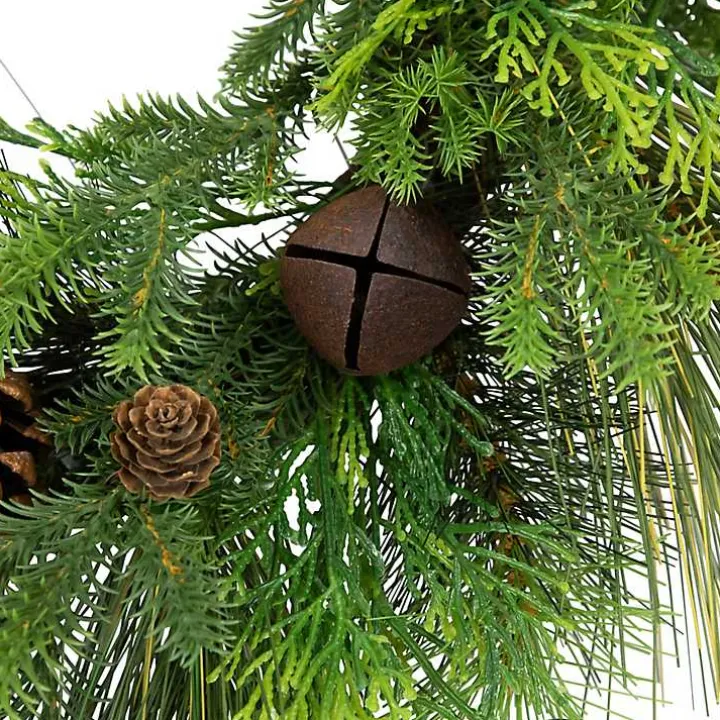 Real Touch Pine and Cedar Jingle Bell Wreath