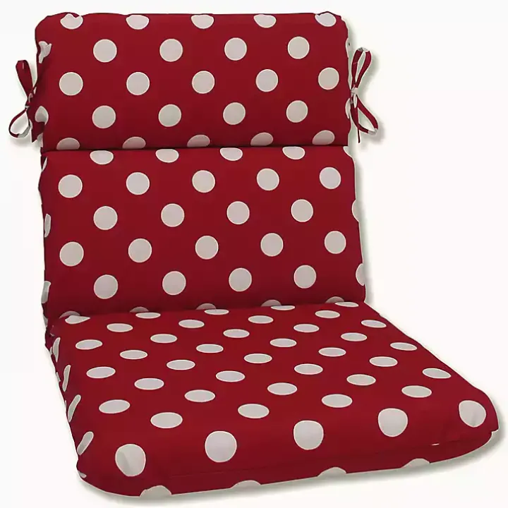 Red & White Polka Dot Chair Cushion