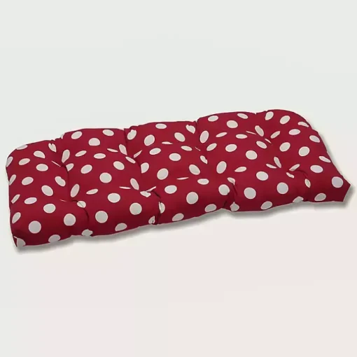 Red & White Polka Dot Outdoor Settee Cushion