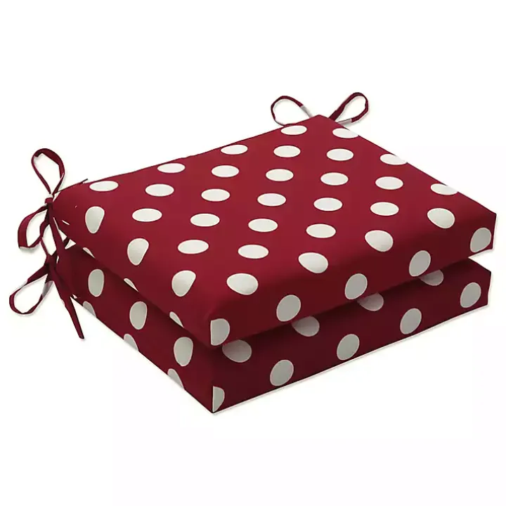 Red & White Polka Dot Square Cushions, Set of 2