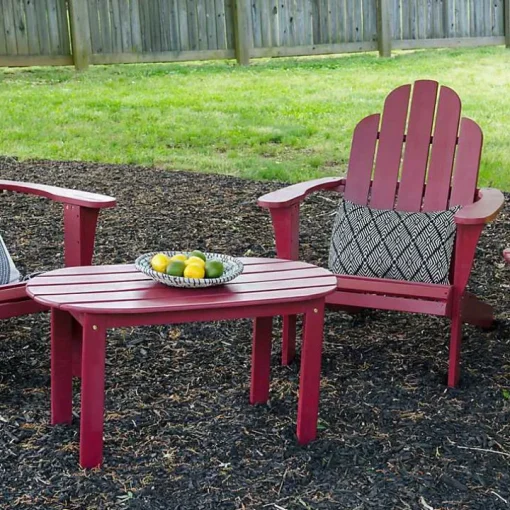 Red Acacia Wood Oval Adirondack Coffee Table
