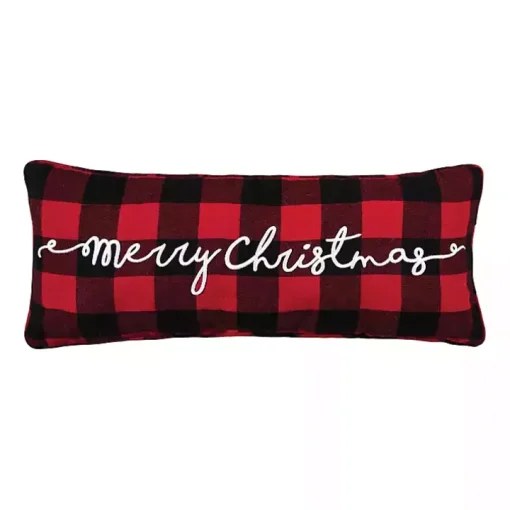 Red and Black Plaid Merry Christmas Pillow