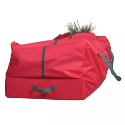 Red and Green Christmas Tree Rolling Storage Bag