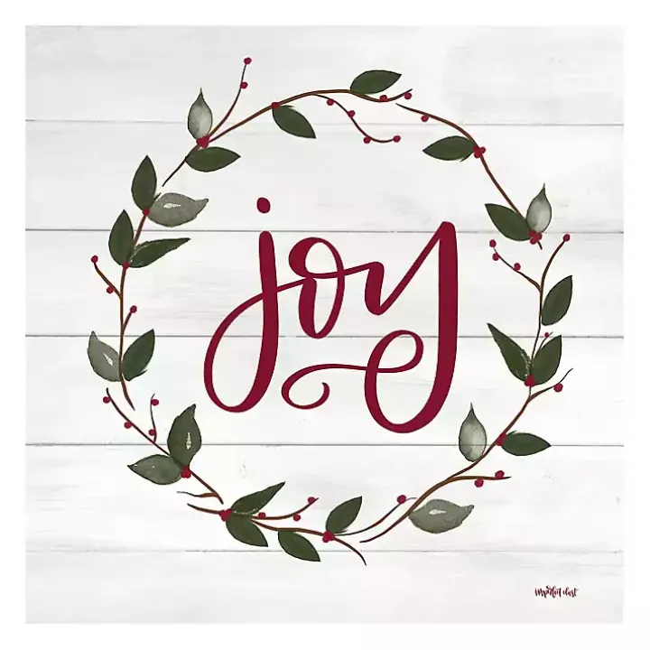 Red and Green Joy Wreath Canvas Art Print