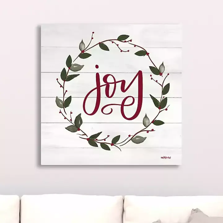 Red and Green Joy Wreath Canvas Art Print