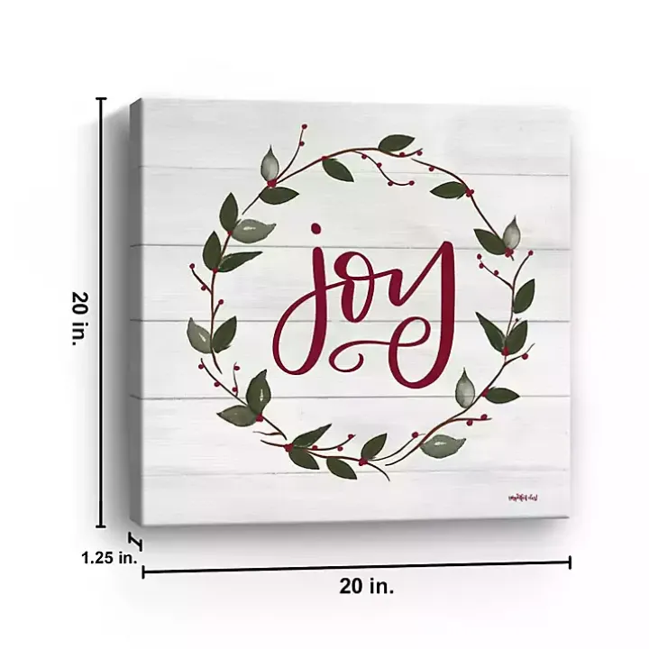 Red and Green Joy Wreath Canvas Art Print