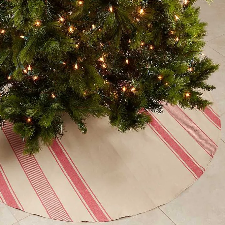 Red and Tan Striped Tree Skirt