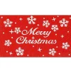 Red and White Merry Christmas Snowflake Doormat