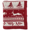 Red and White Stripe Reindeer Christmas Knit Throw
