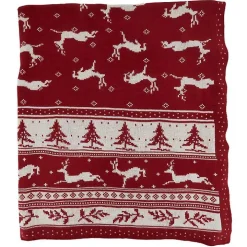 Red and White Stripe Reindeer Christmas Knit Throw