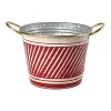Red and White Striped Christmas Tin Container