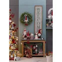 Red and White Striped Christmas Tin Container