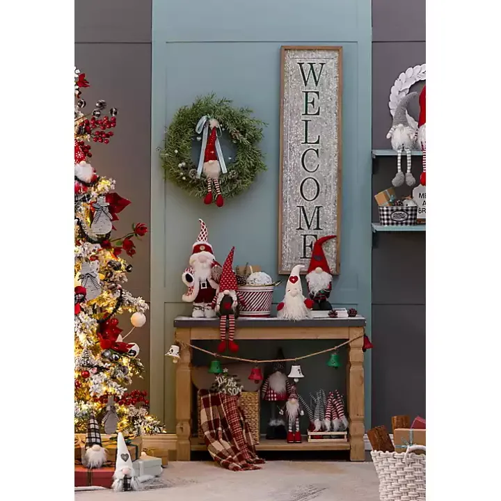 Red and White Striped Christmas Tin Container