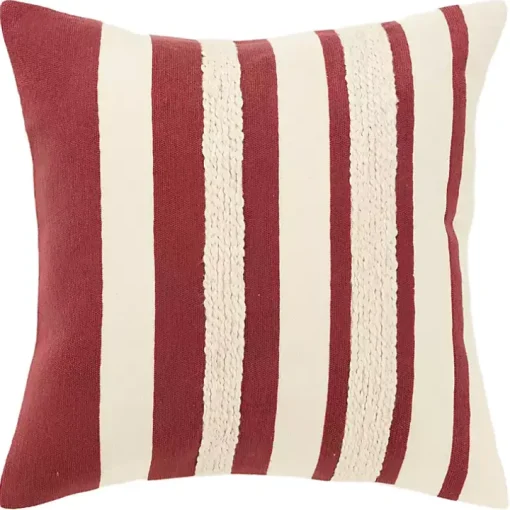 Red Asymmetrical Linear Throw Pillow