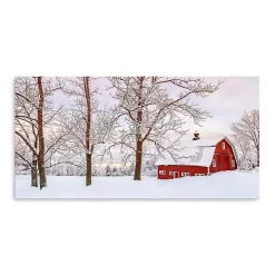 Red Barn Winter Wonderland Canvas Print, 60x30 in.