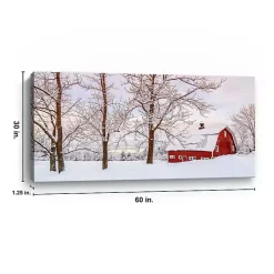 Red Barn Winter Wonderland Canvas Print, 60x30 in.