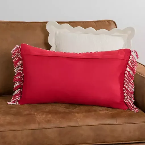 Red Basket Weave Lumbar Pillow