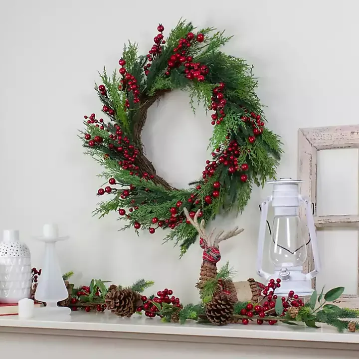 Red Berry Pine Spiral Wreath
