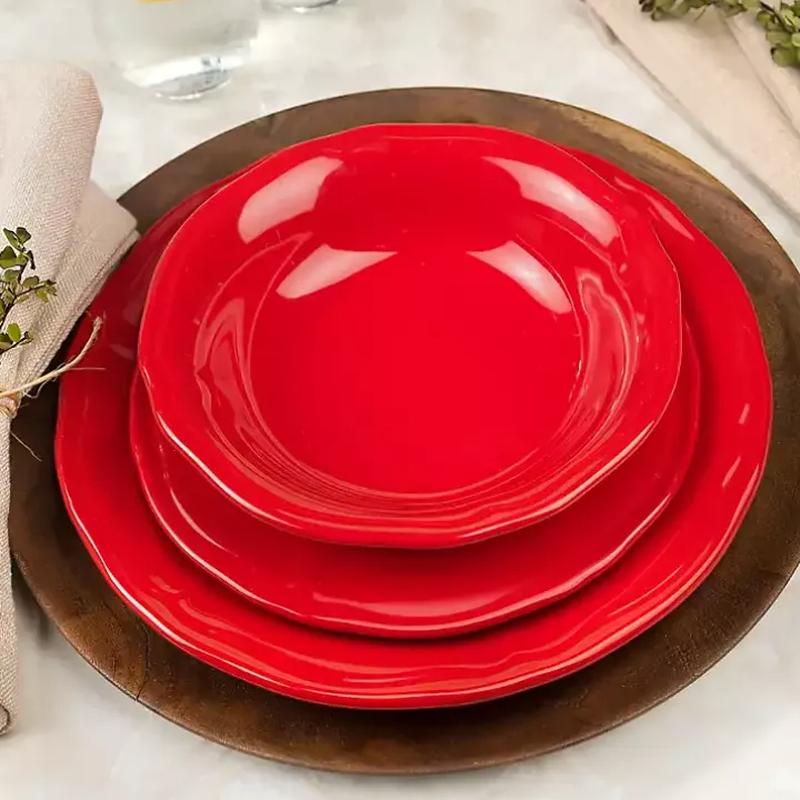 Red Ceramic Soft Scallop 16-pc. Dinnerware Set
