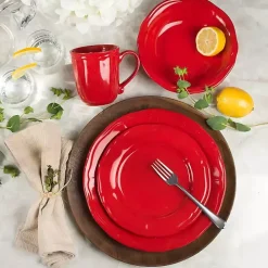 Red Ceramic Soft Scallop 16-pc. Dinnerware Set