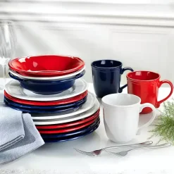 Red Ceramic Soft Scallop 16-pc. Dinnerware Set