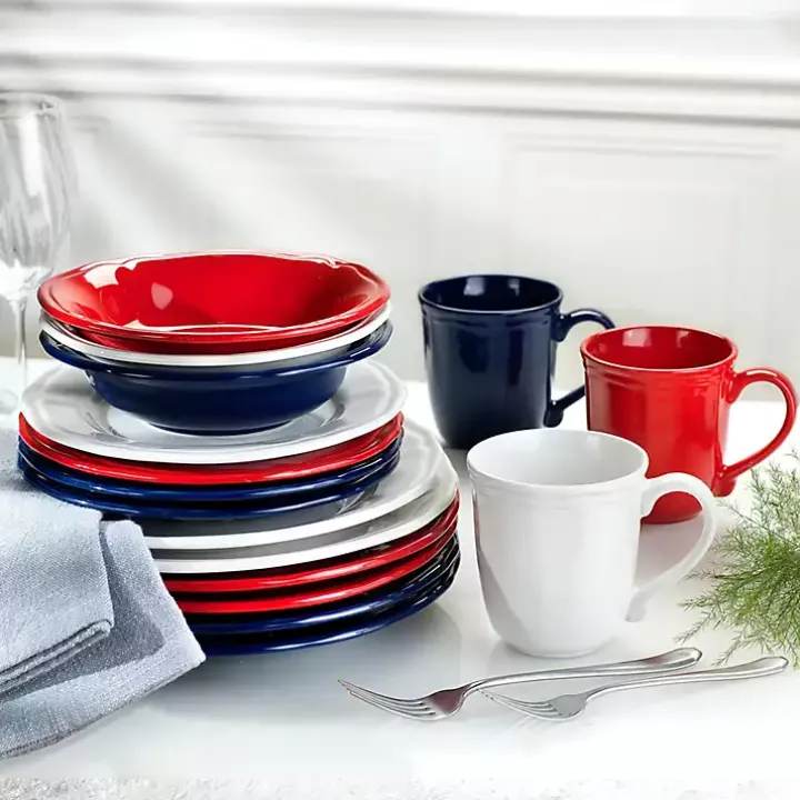 Red Ceramic Soft Scallop 16-pc. Dinnerware Set