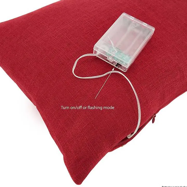 Red Christmas Tree LED Accent Pillow