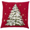Red Christmas Tree LED Square Pillow