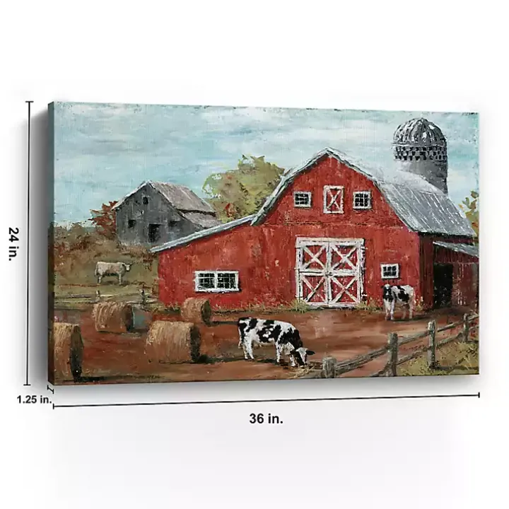 Red Country Barn Giclee Canvas Art Print