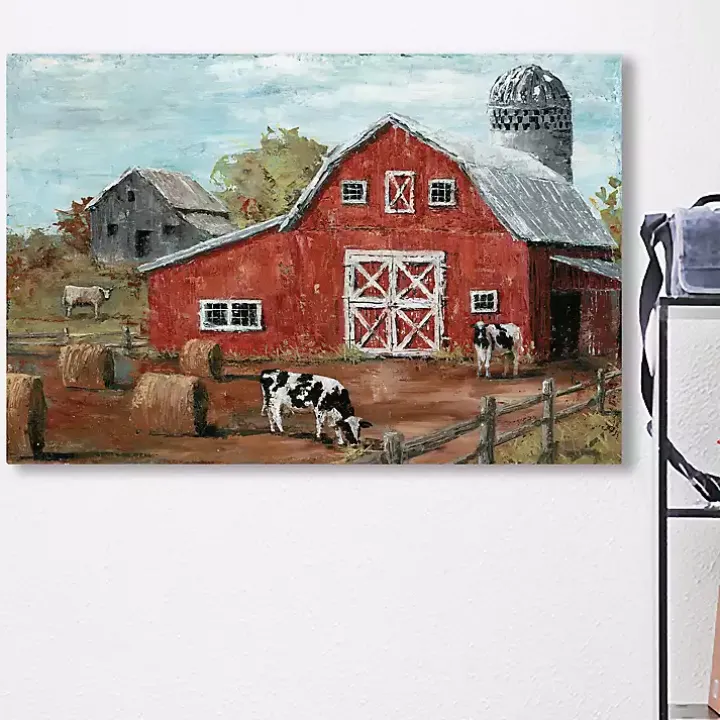 Red Country Barn Giclee Canvas Art Print