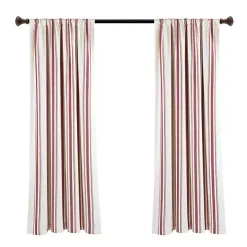 Red Farmhouse Stripe Curtain Panels, Set of 2