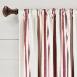 Red Farmhouse Stripe Curtain Panels, Set of 2