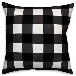 Red Floral Buffalo Check Outdoor Pillow
