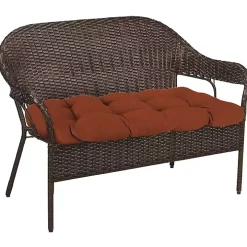 Red French Edge Outdoor Wicker Settee Cushion