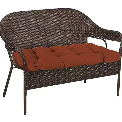 Red French Edge Outdoor Wicker Settee Cushion