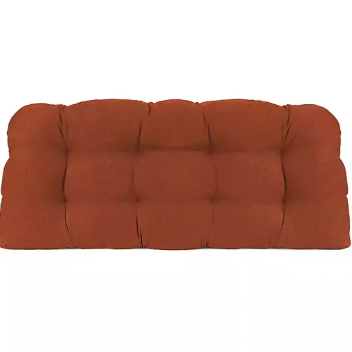 Red French Edge Outdoor Wicker Settee Cushion