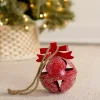 Red Glitter Metal Bell Ornament, 8 in.